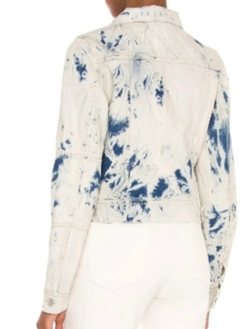 Free People Rumors Denim Jean Jacket- Jones Tie Dye Blue - Picture 4 of 13